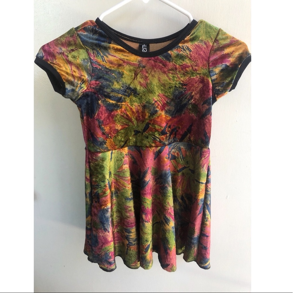 Girls 80s print velvet dress